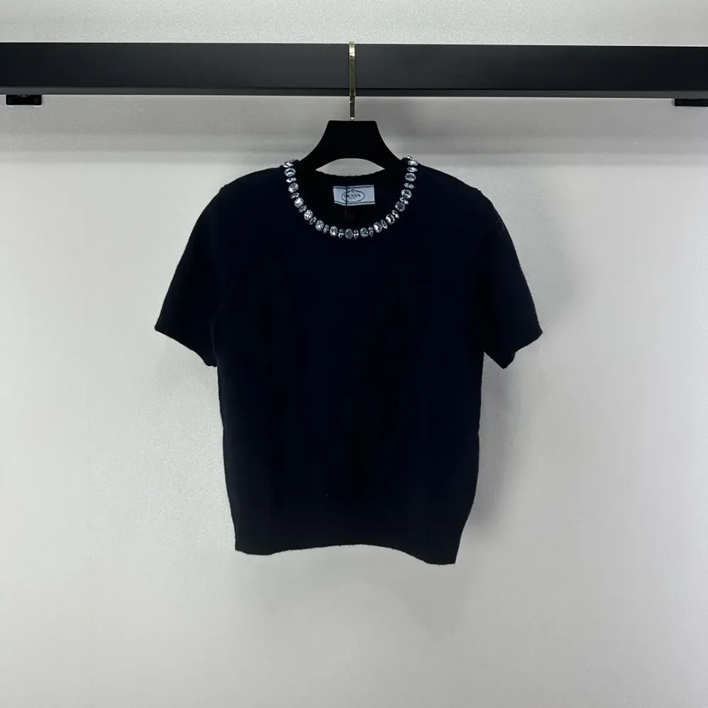Prada Wool And Cashmere Crew-Neck Sweater for Women in Navy