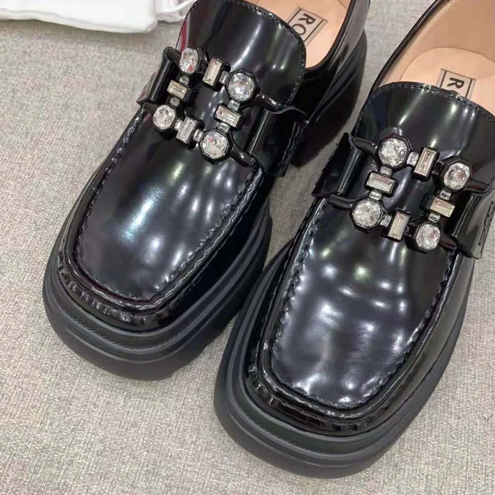 Roger Vivier Wallaviv Strass Buckle Loafers in Patent Leather for Women Roger Vivier Wallaviv Strass Buckle Loafers in Patent Leather for Women