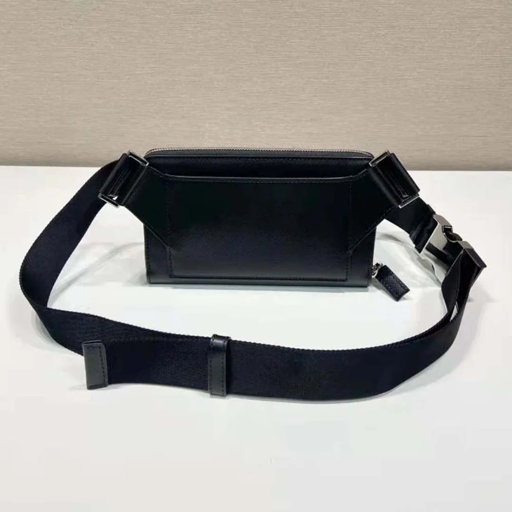 Prada Saffiano Leather Belt Bag for Men in Black Prada Saffiano Leather Belt Bag for Men in Black