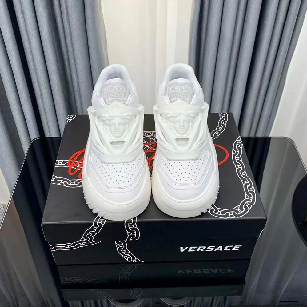 Versace Odissea Sneakers are Set on Rubber Soles with Perforated Toe Caps for Unisex in White