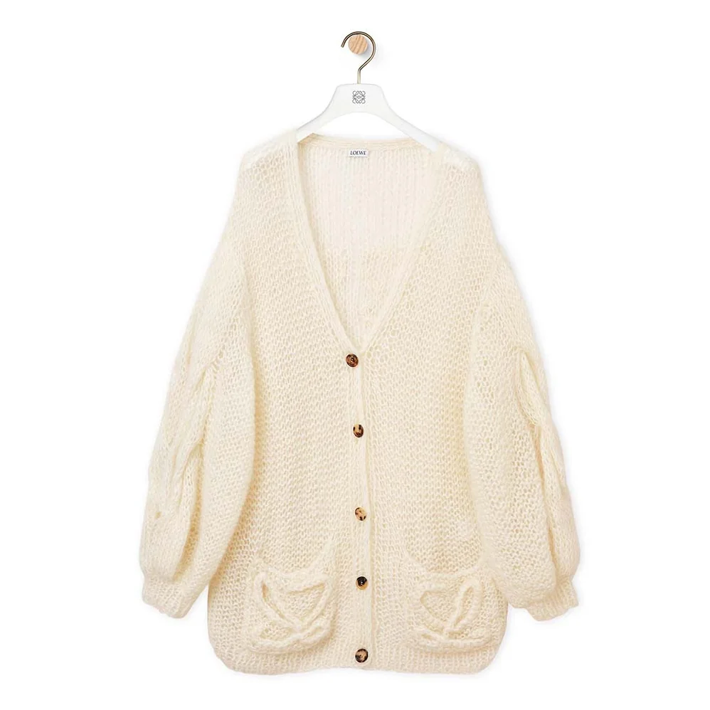 Loewe Anagram Knitted Cardigan in Mohair for Women Loewe Anagram Knitted Cardigan in Mohair for Women