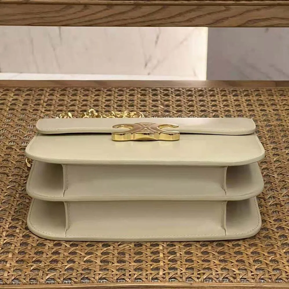 Celine Classique Triomphe Bag in Shiny Calfskin for Women in Beige
