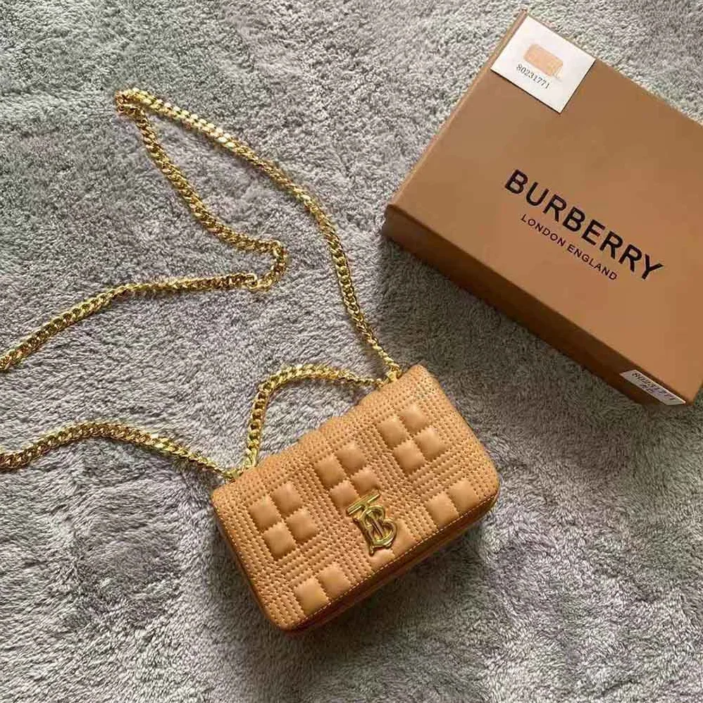 Burberry Mini Quilted Lambskin Lola Bag for Women in Sandy Burberry Mini Quilted Lambskin Lola Bag for Women in Sandy