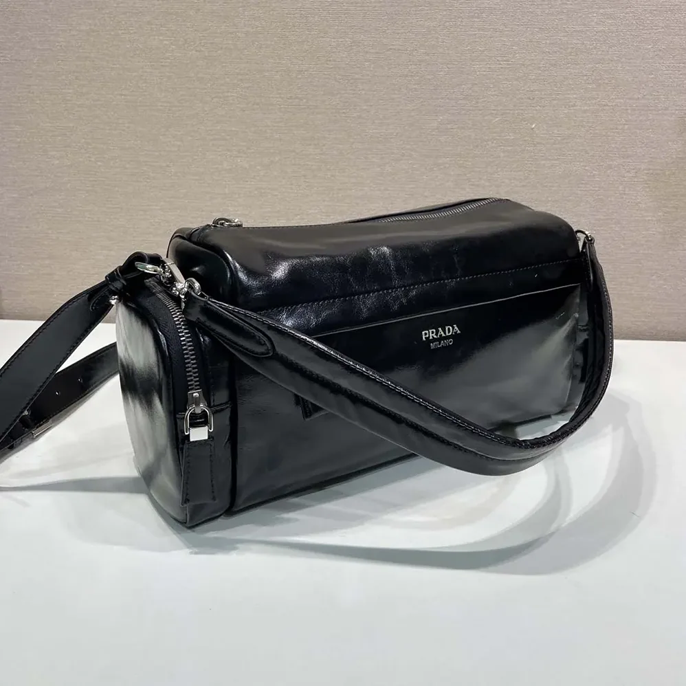 Prada Distressed Nappa Leather Shoulder Bag for Women