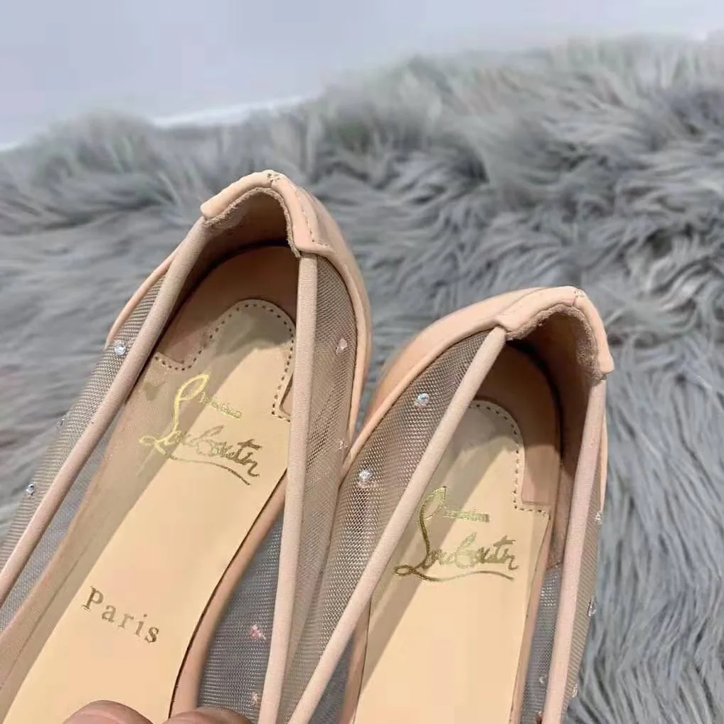 Christian Louboutin Follies Strass Ballet Flat for Women in Sandy Christian Louboutin Follies Strass Ballet Flat for Women in Sandy