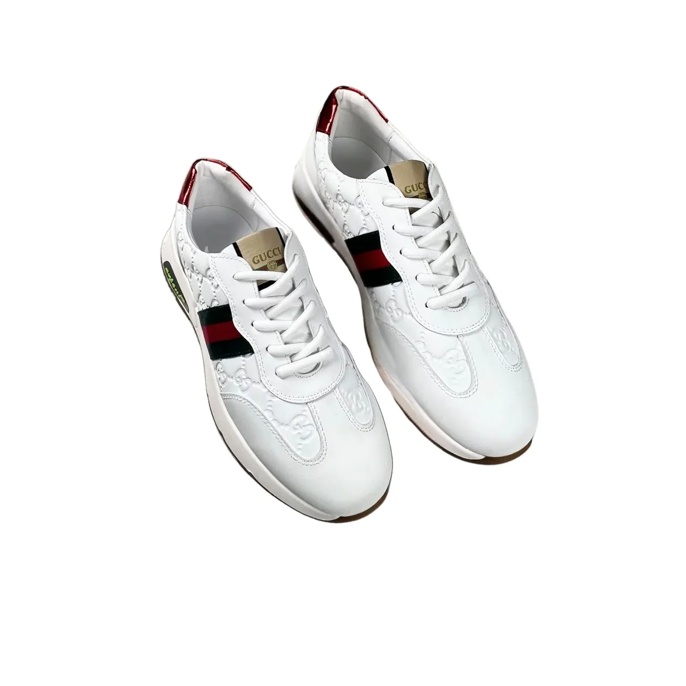 Gucci GG Embossed Sneakers With Web Ketion White for Men