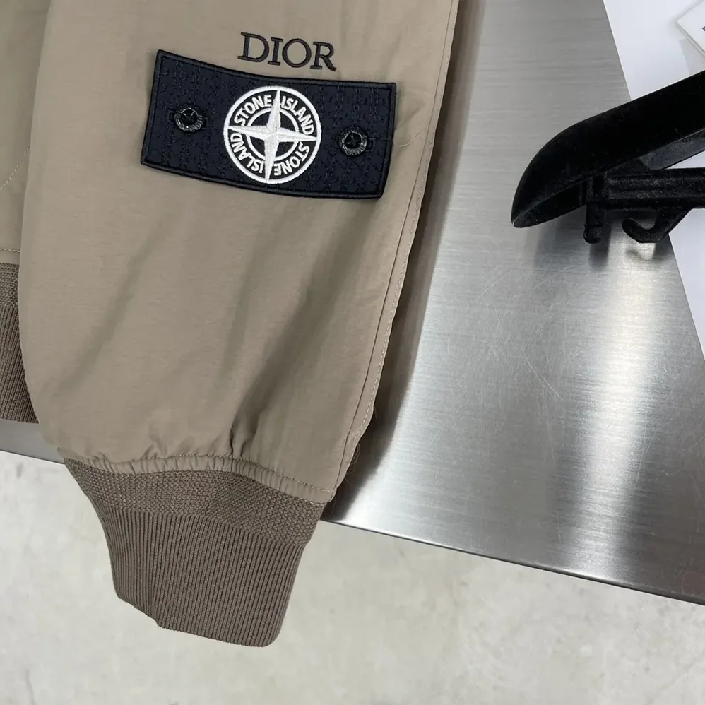 Dior DIOR AND STONE ISLAND Bomber Jacket Brown Habotai Silk Blend for Men Dior DIOR AND STONE ISLAND Bomber Jacket Brown Habotai Silk Blend for Men