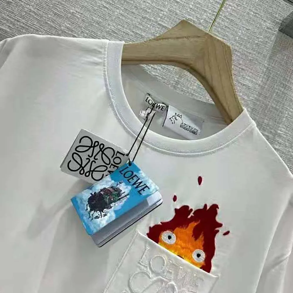 Loewe Calcifer Pocket T-Shirt in Cotton for Women in White Loewe Calcifer Pocket T-Shirt in Cotton for Women in White