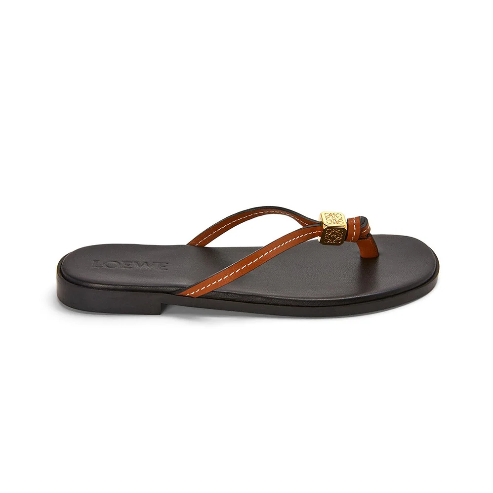 Loewe Dice Flip Flop in Calfskin for Women in Black Loewe Dice Flip Flop in Calfskin for Women in Black