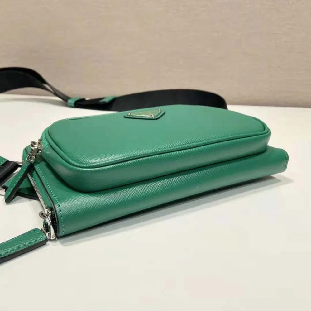 Prada Saffiano Leather Belt Bag for Men in Green