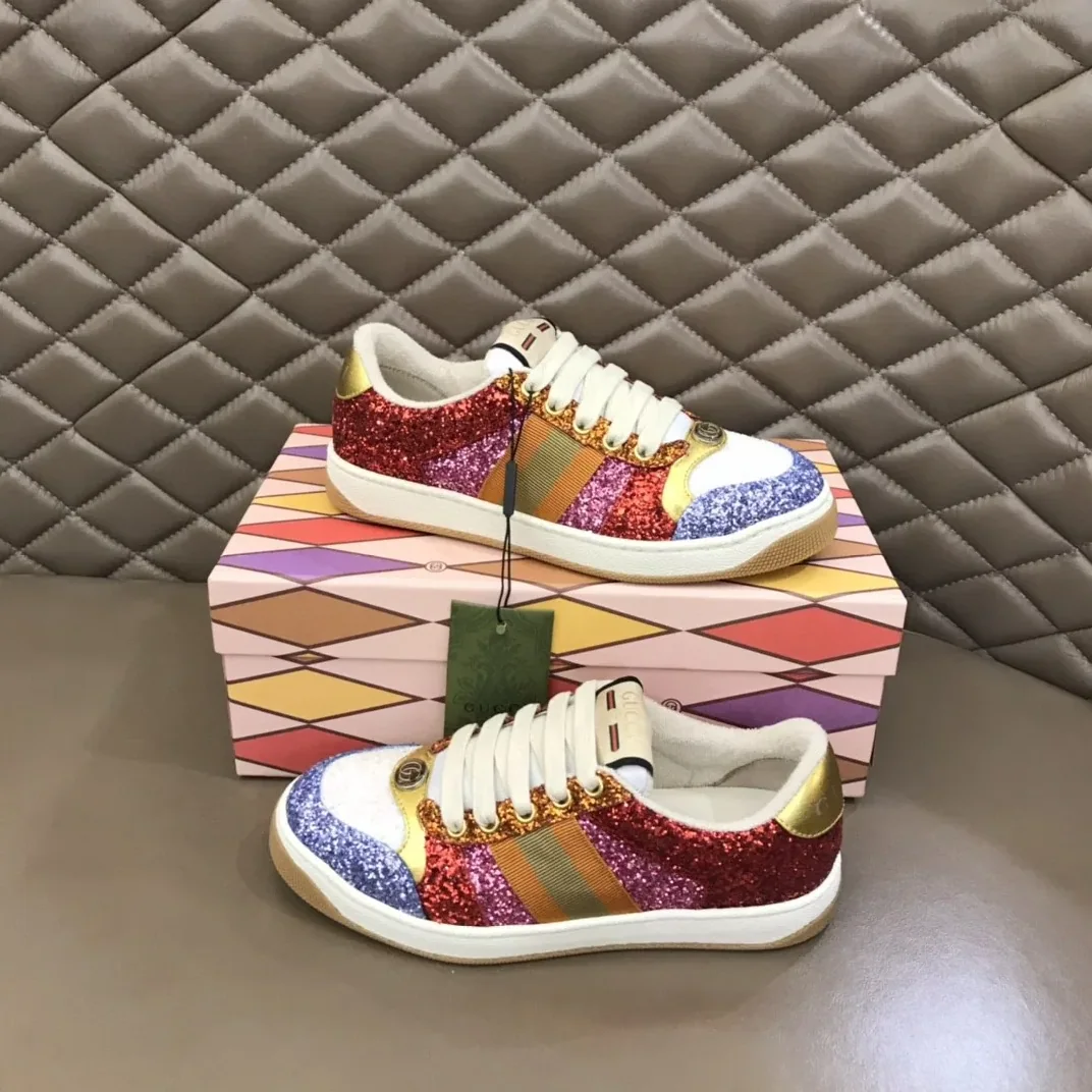 Gucci Lovelight Screener Sneaker Glitter Red GG Shoes