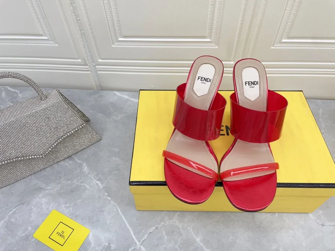 Fendi First Red Transparent High in Heeled Sandals Fendi First Red Transparent High in Heeled Sandals