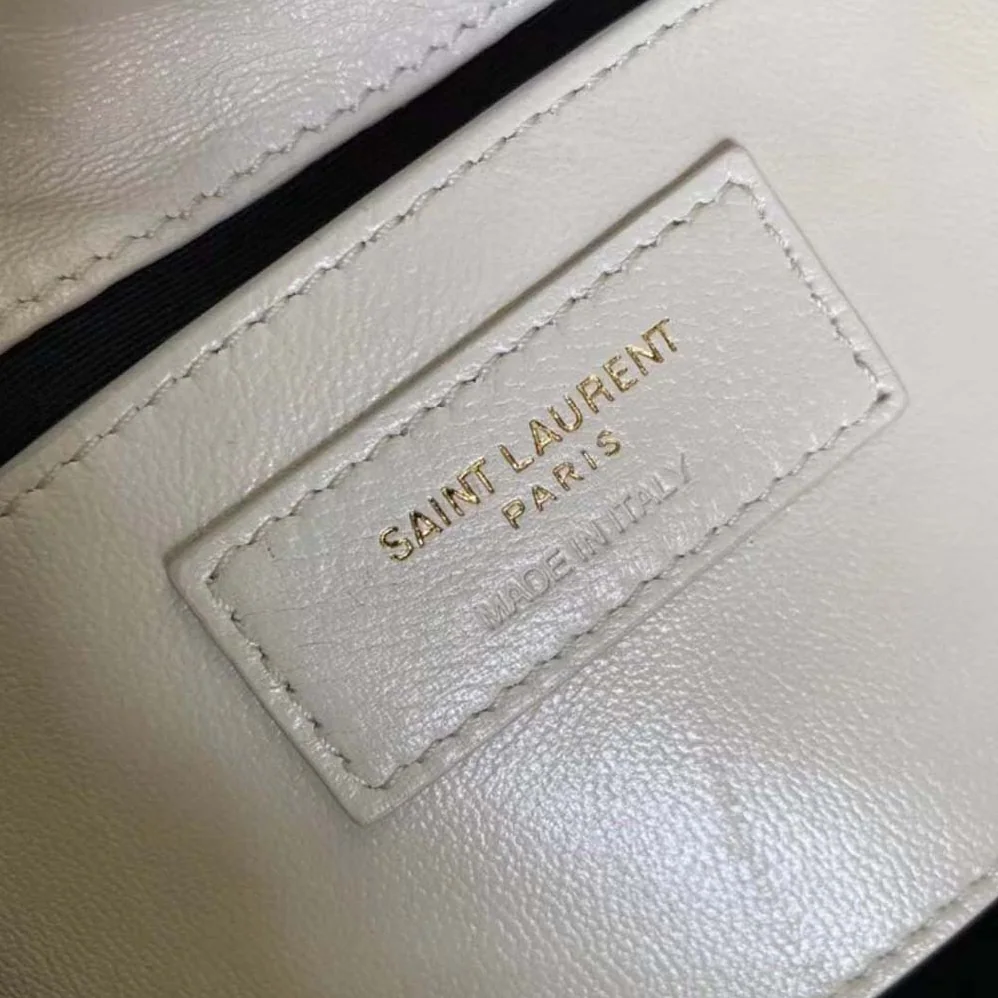 Saint Laurent YSL Monogram Mini Nolita in Lame Leather for Women in White Saint Laurent YSL Monogram Mini Nolita in Lame Leather for Women in White