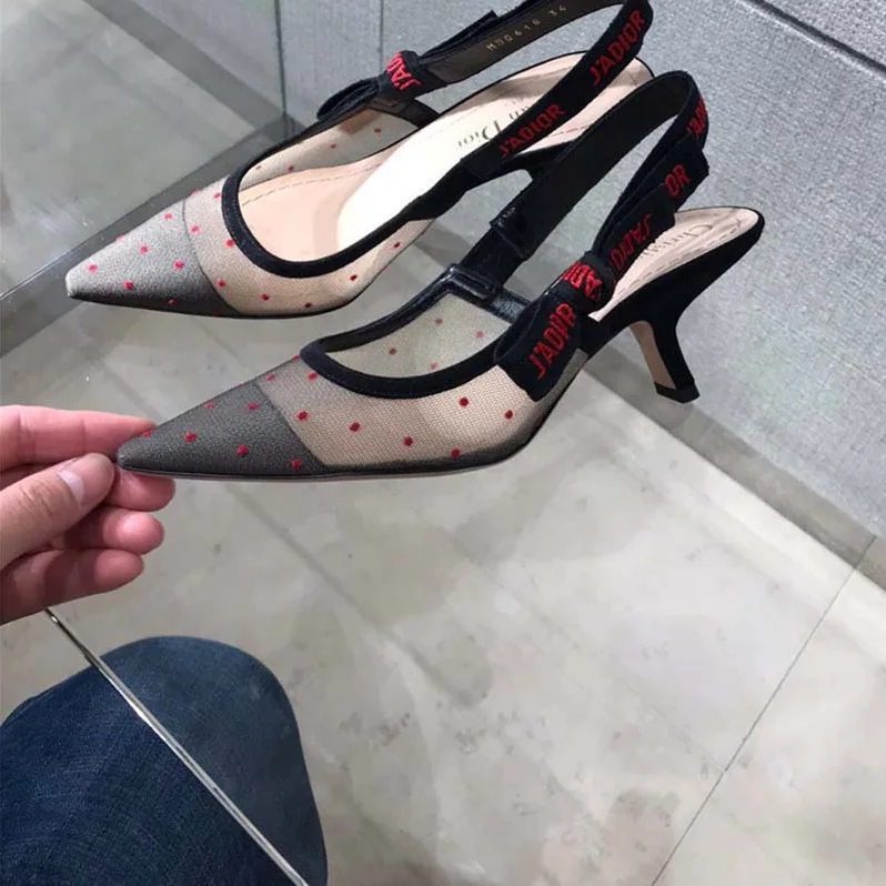 Dior Shoes J'Adior Dotted Swiss Slingback 65mm Heel for Women in Red Dior Shoes J'Adior Dotted Swiss Slingback 65mm Heel for Women in Red
