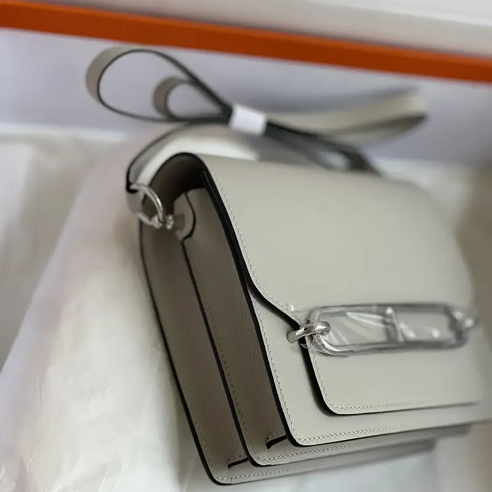 Hermes Roulis Mini Bag in Evercolor Leather for Women in Silver