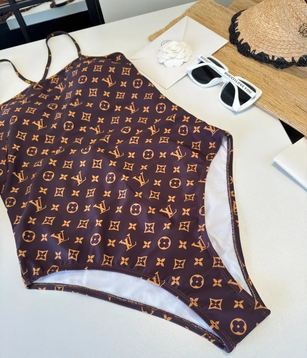 Louis Vuitton Monogram One in Piece Swimsuit Brown Monogram