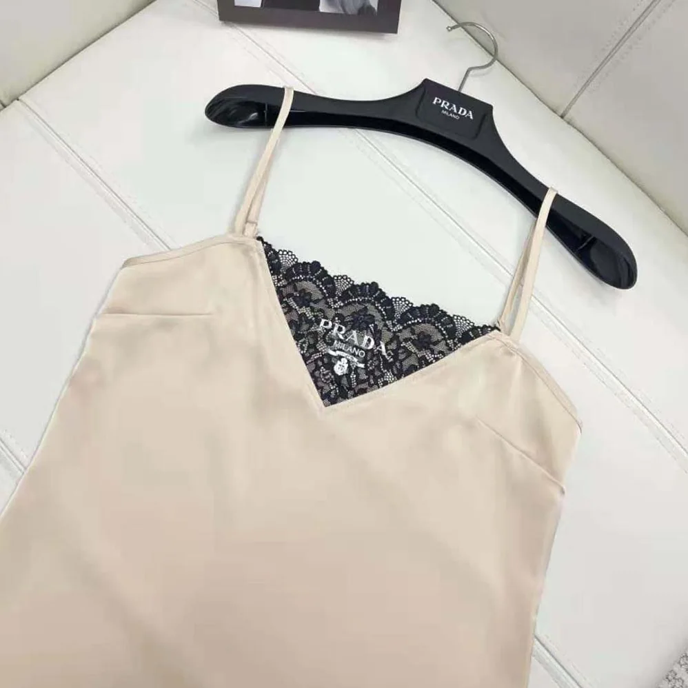 Prada Satin Crepe Top for Women in Beige Prada Satin Crepe Top for Women in Beige
