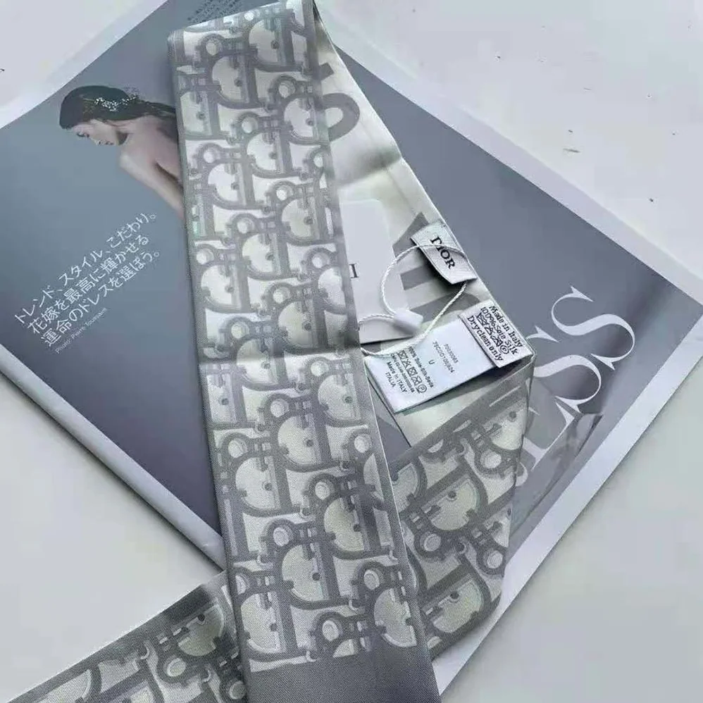 Dior Oblique Mitzah Scarf Gray Silk Twill for Women Dior Oblique Mitzah Scarf Gray Silk Twill for Women