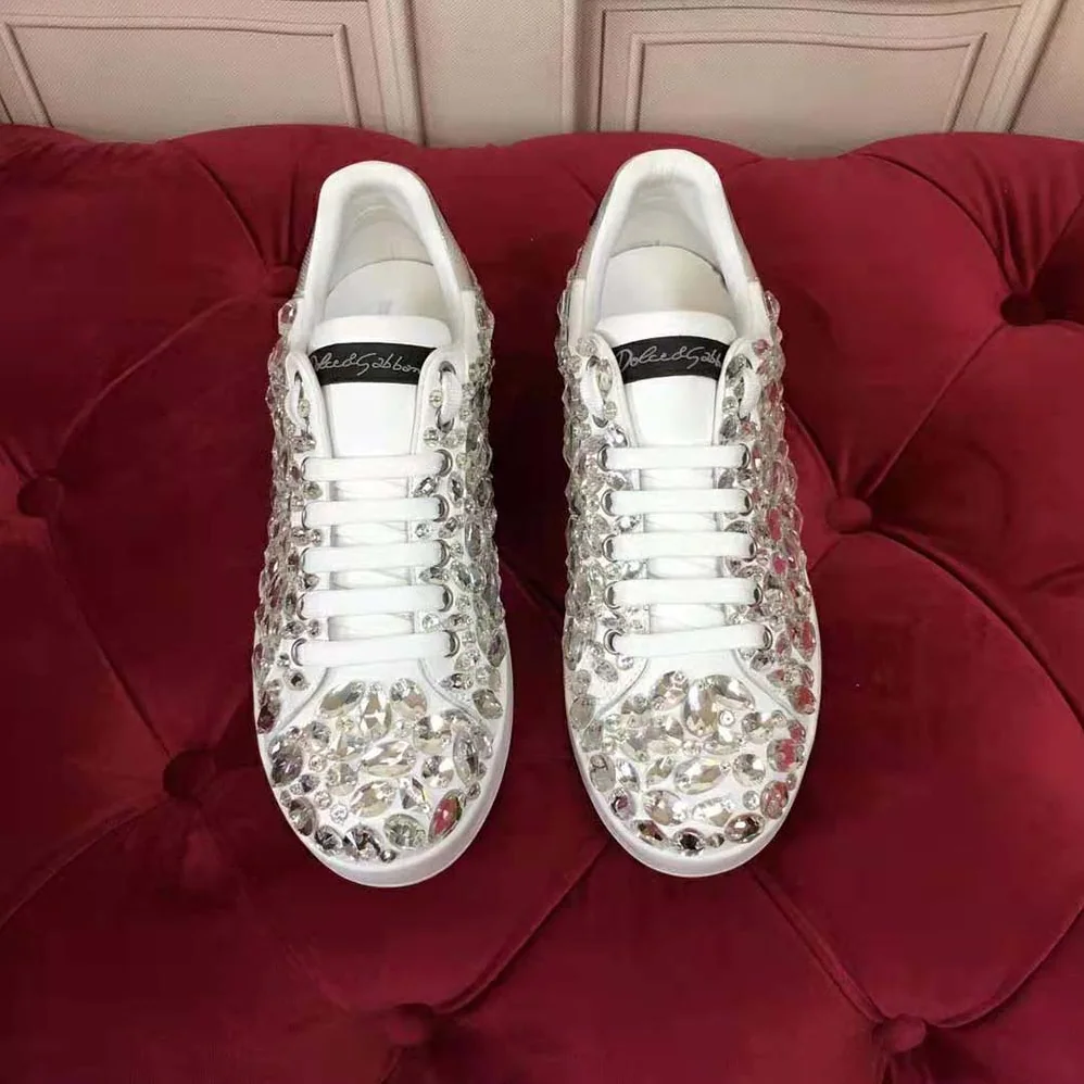 Dolce Gabbana D&G Calfskin Nappa Portofino Sneakers with All for Women in Over Embroidery Dolce Gabbana D&G Calfskin Nappa Portofino Sneakers with All for Women in Over Embroidery