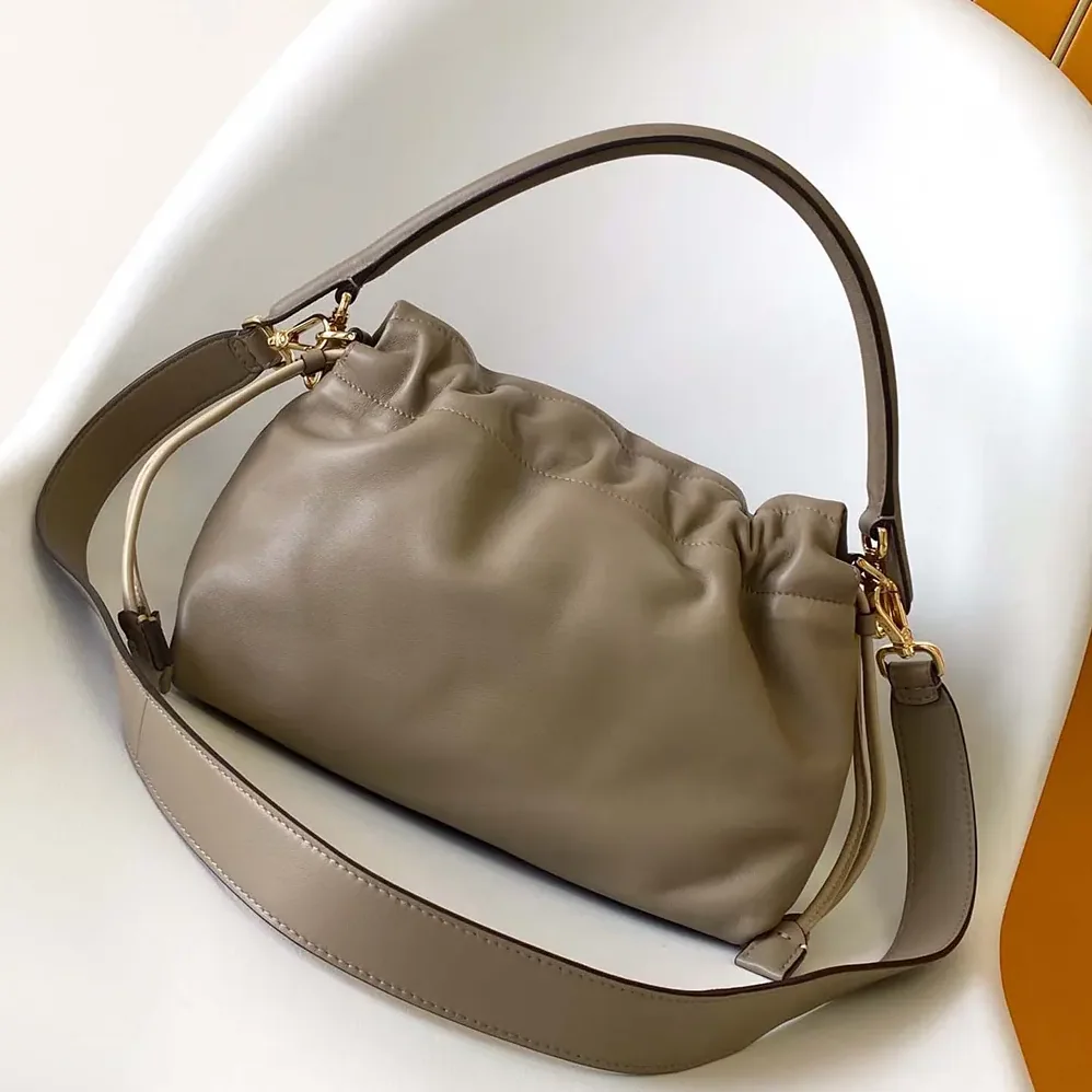 Fendi Mamma Baguette Medium Dove Gray Nappa Leather Bag for Women