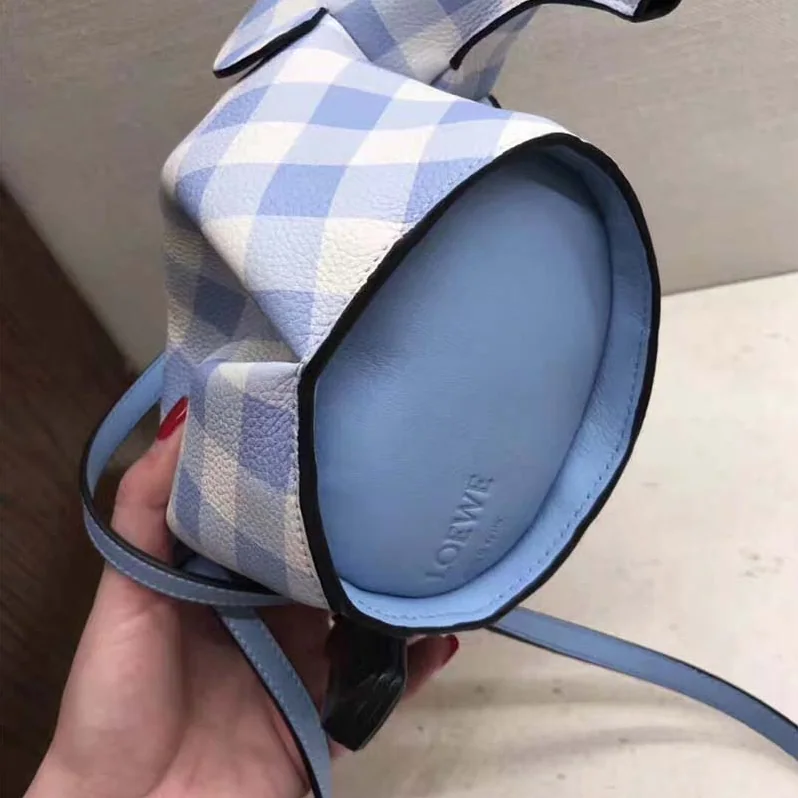 Loewe Elephant Gingham Mini Bag Soft Blue for Women Loewe Elephant Gingham Mini Bag Soft Blue for Women