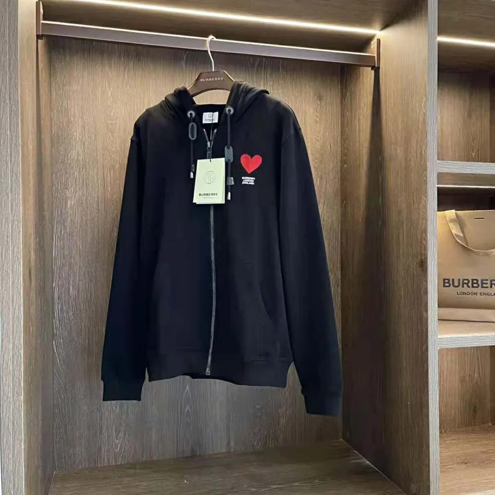 Burberry Heart Motif Cotton Hooded Top for Women in Black Burberry Heart Motif Cotton Hooded Top for Women in Black