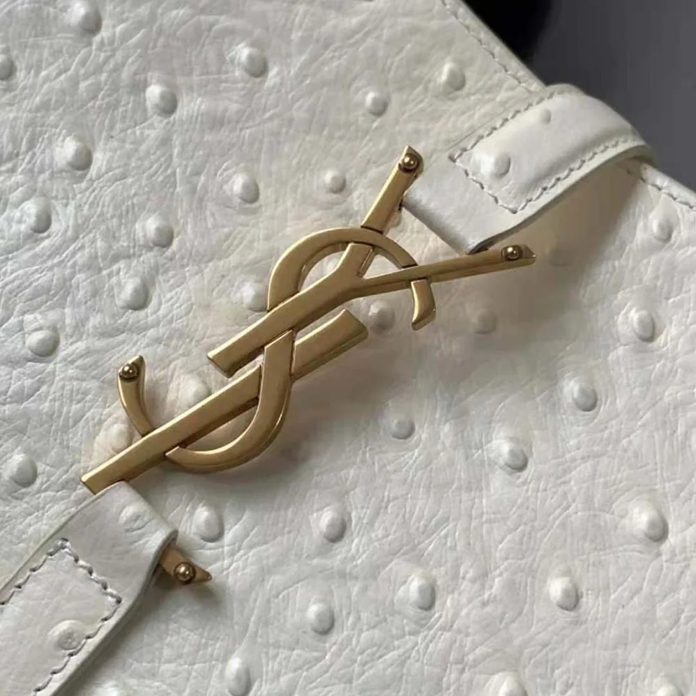 Saint Laurent YSL Le 5 A 7 Hobo Bag in Ostrich for Women in White