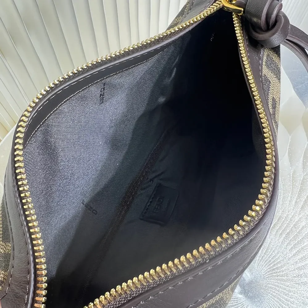 Fendi Simply Fendi Mini Brown FF Jacquard Fabric Mini Bag for Women Fendi Simply Fendi Mini Brown FF Jacquard Fabric Mini Bag for Women