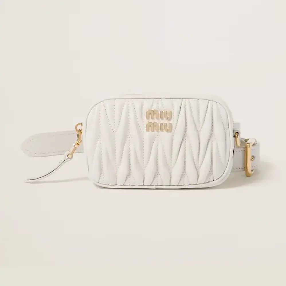 Miu Miu Belt with Matelassé Pouch for Women in White Miu Miu Belt with Matelassé Pouch for Women in White