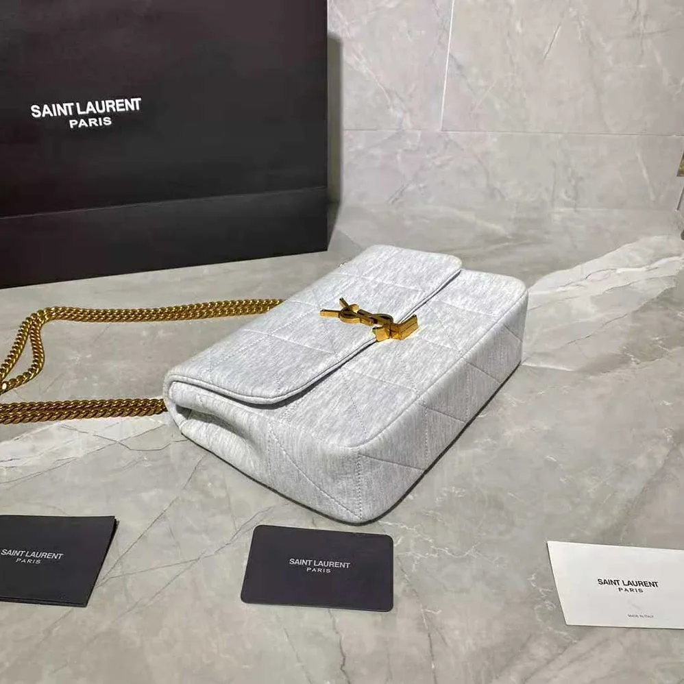 Saint Laurent YSL Jamie Medium Carre Rive Gauche in Jersey for Women in White Saint Laurent YSL Jamie Medium Carre Rive Gauche in Jersey for Women in White
