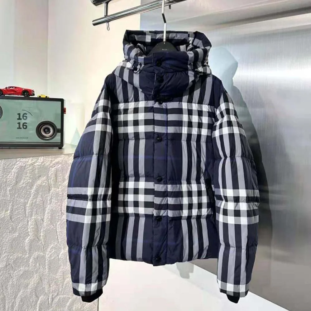 Burberry Detachable Hood Night Check Puffer Jacket for Women