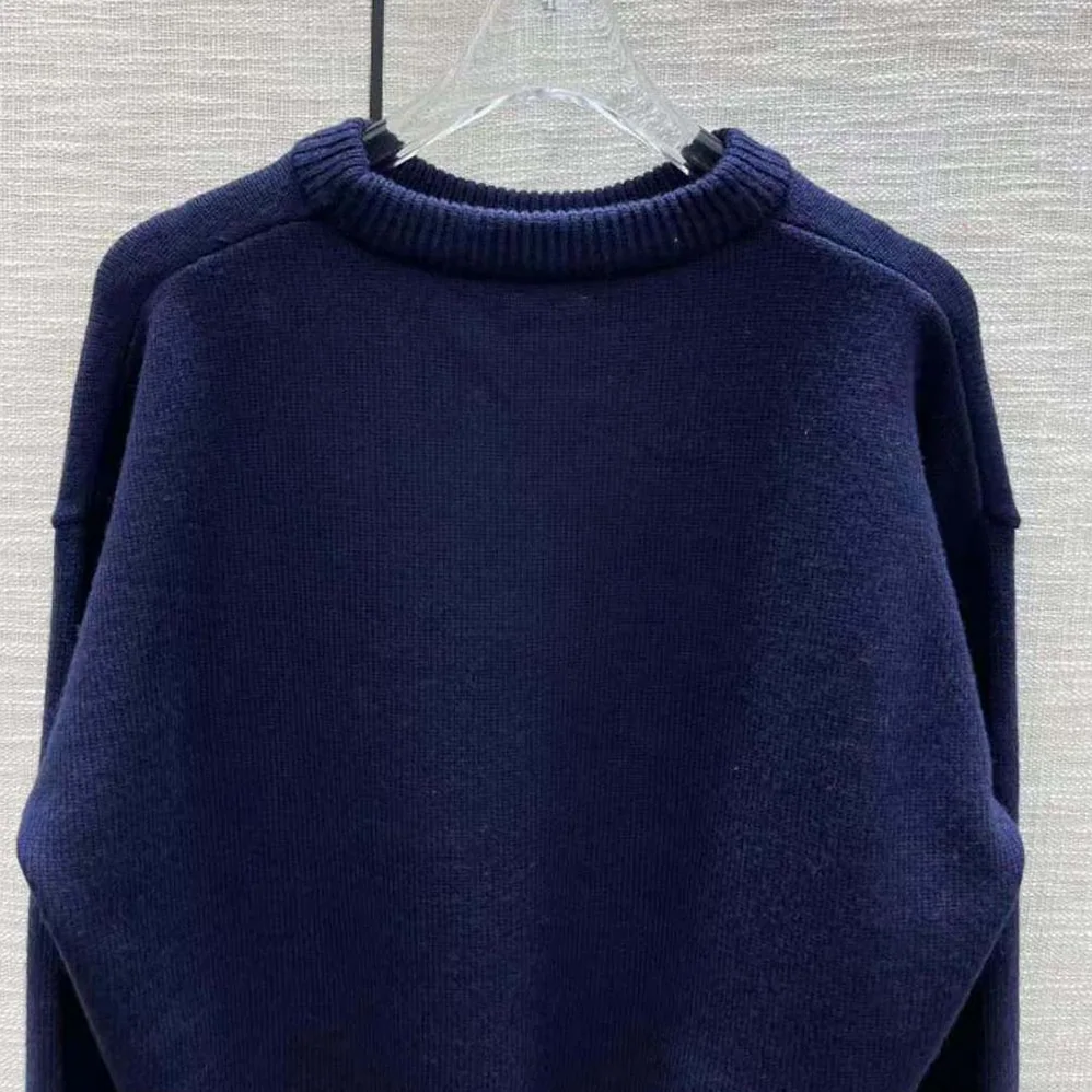 Loewe Cropped Argyle Sweater in Wool for Women in Navy Loewe Cropped Argyle Sweater in Wool for Women in Navy