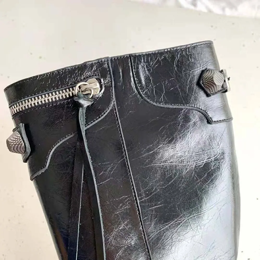 Balenciaga Cagole 90mm Boot in Black Arena Lambskin for Women