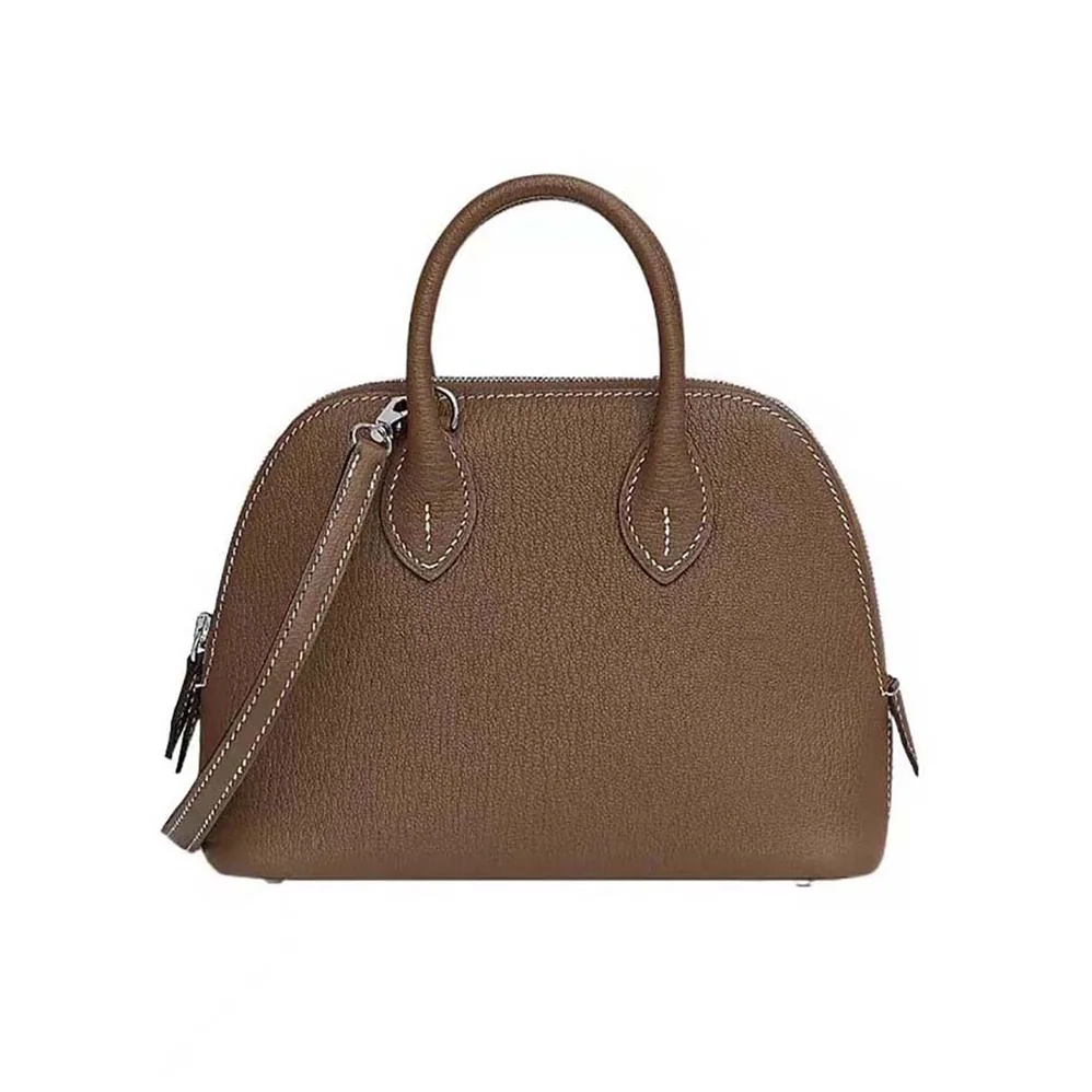 Hermes Bolide 1923 Bag in Epsom Calfskin for Unisex in Brown/Silver Hermes Bolide 1923 Bag in Epsom Calfskin for Unisex in Brown/Silver