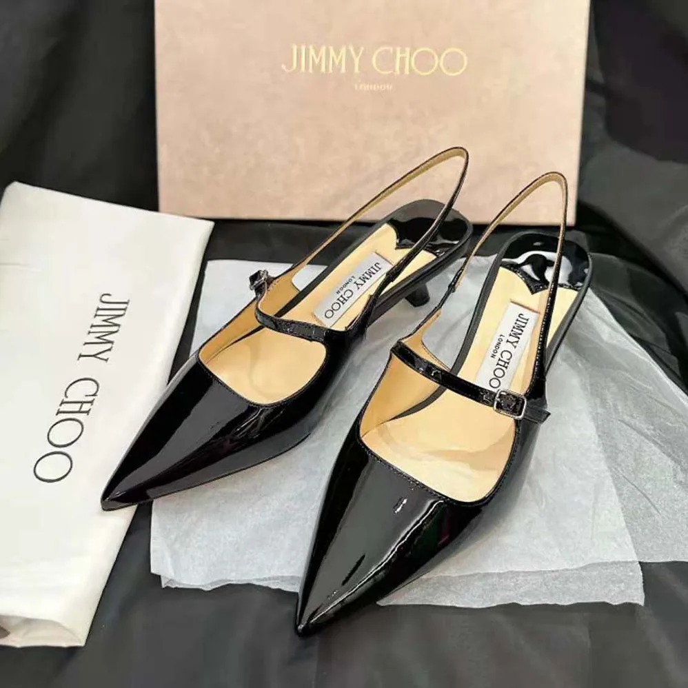Jimmy Choo Didi 45 Black Patent Leather Pointed Pumps for Women