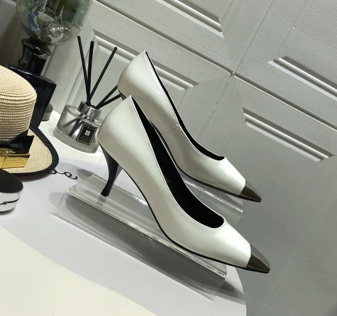 Saint Laurent Blade Slingback Pumps White YSL