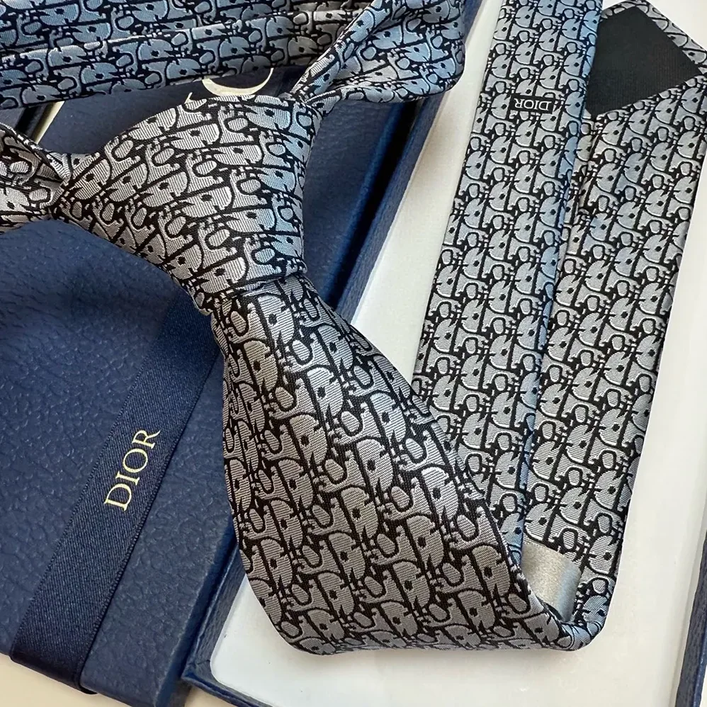 Dior Oblique Tie Gray Silk for Men