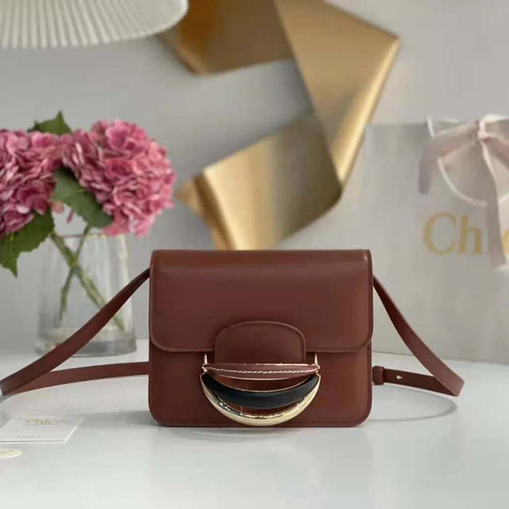 Chloe Kattie Cross-Body Bag in Shiny Calfskin for Women in Brown Chloe Kattie Cross-Body Bag in Shiny Calfskin for Women in Brown