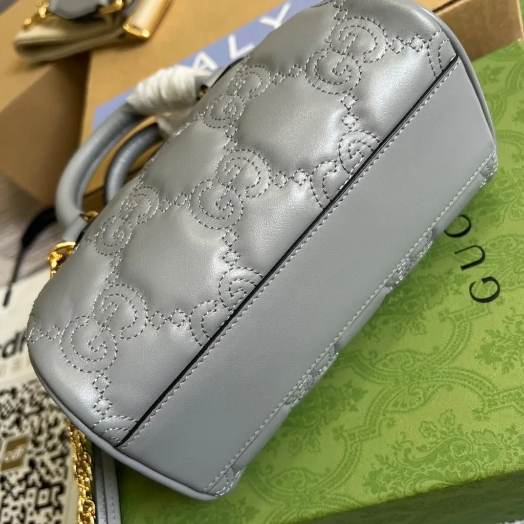 Gucci Matelasse Top Handle Bag Grey