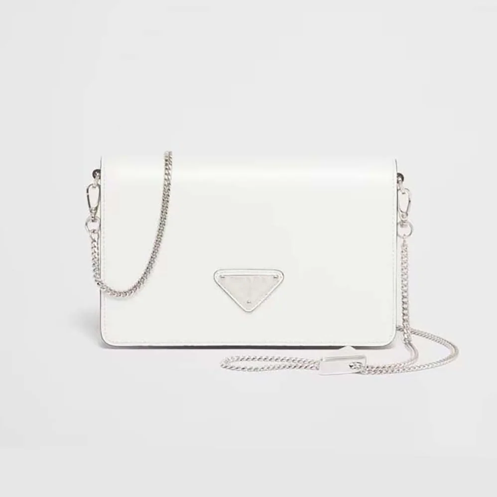 Prada Brushed Leather Shoulder Bag for Women in White