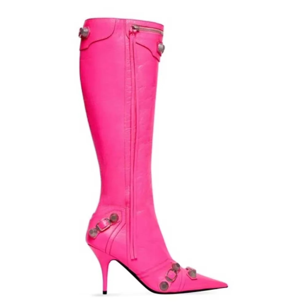 Balenciaga Cagole 90mm Boot in Pink Arena Lambskin for Women Balenciaga Cagole 90mm Boot in Pink Arena Lambskin for Women
