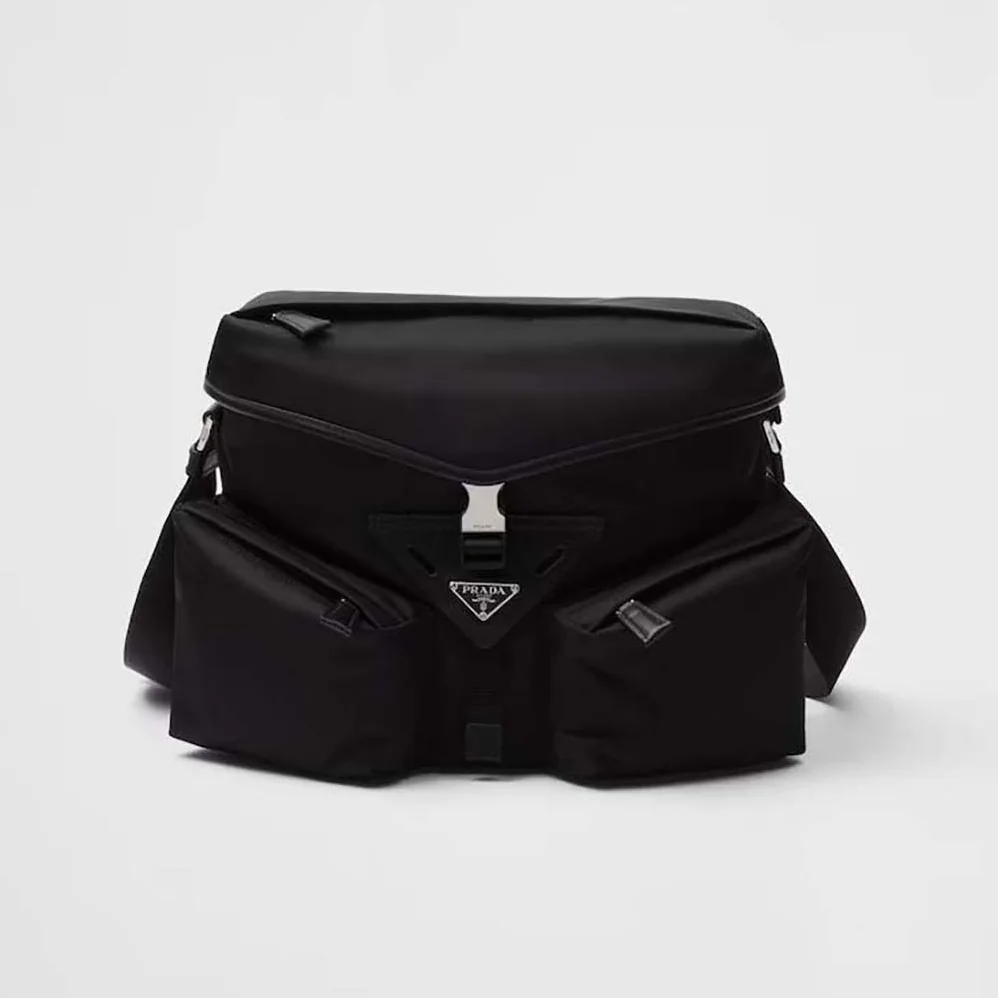 Prada Re-Nylon and Leather Shoulder Bag for Unisex in Black Prada Re-Nylon and Leather Shoulder Bag for Unisex in Black