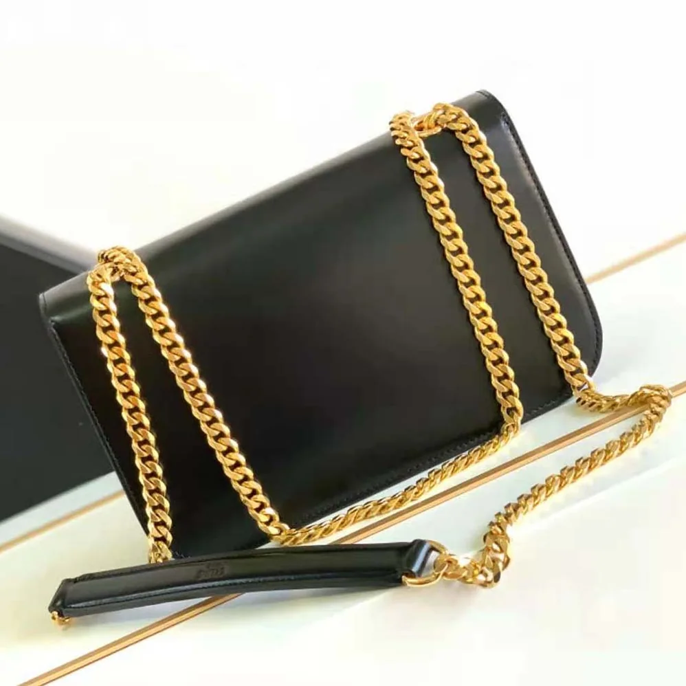 Celine Medium Bag Triomphe Frame in Shiny Calfskin for Women in Black