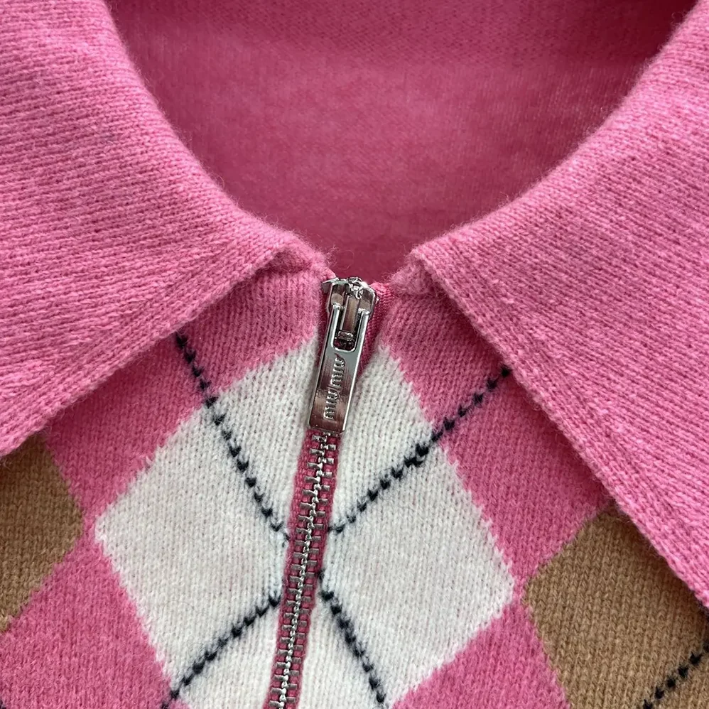Miu Miu Cashmere Half for Women in Zipper Polo Shirt Miu Miu Cashmere Half for Women in Zipper Polo Shirt