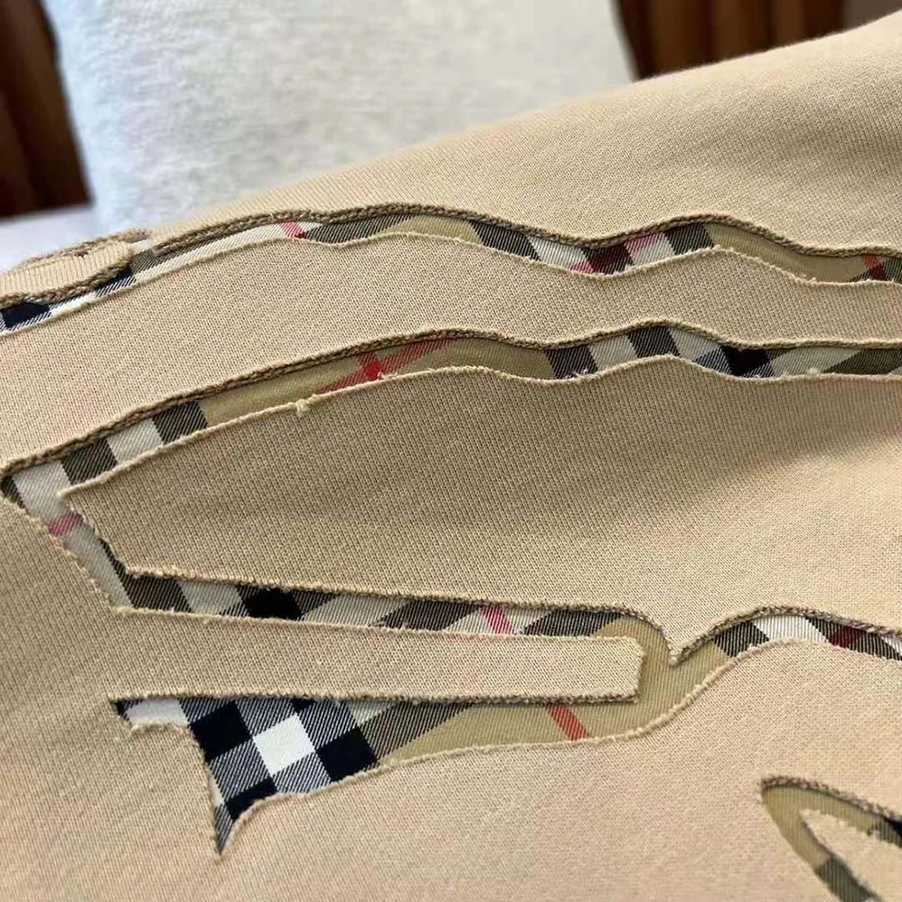 Burberry Check EKD Cotton Hoodie for Men in Beige