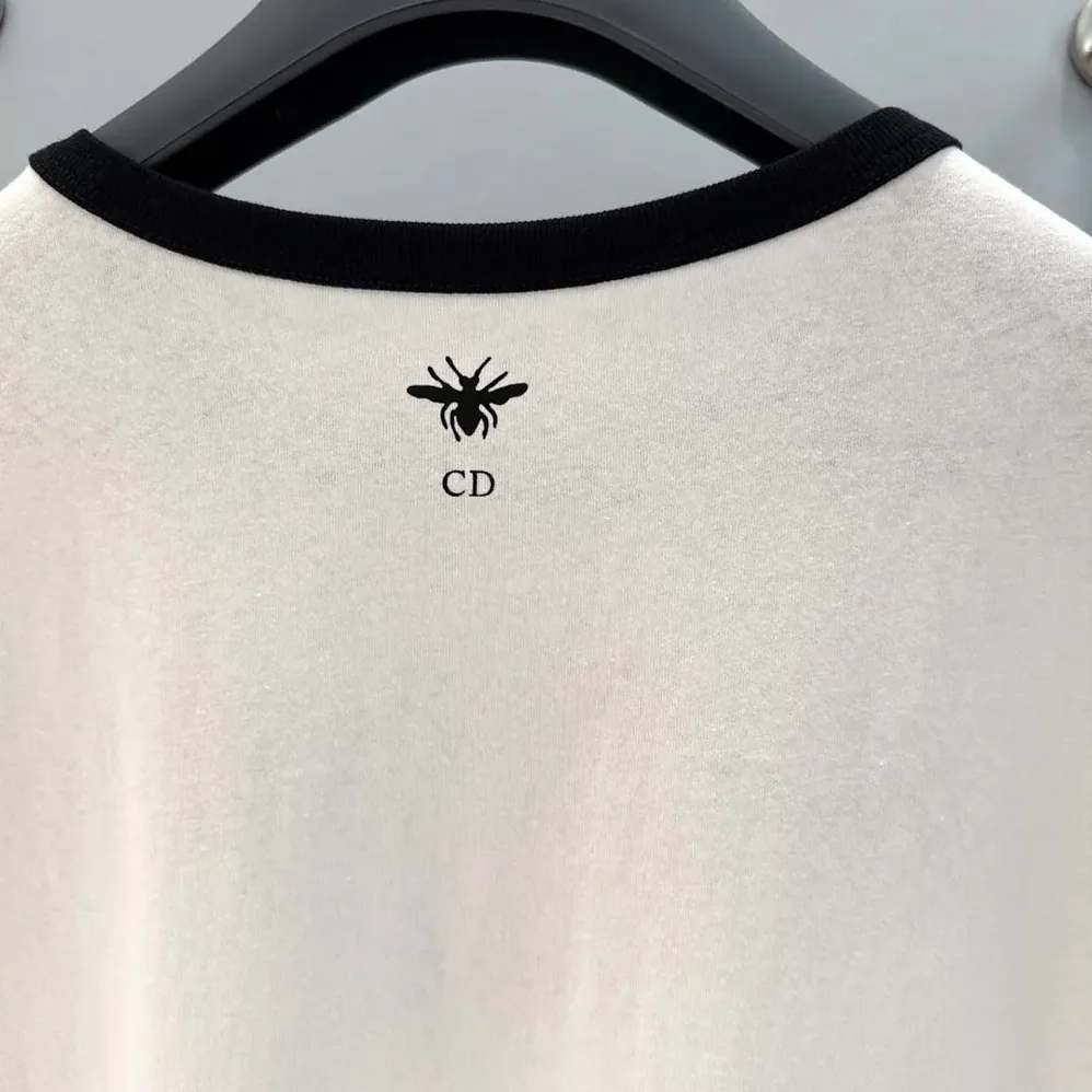 Dior T-Shirt White and Black Cotton and Linen Jersey for Men Dior T-Shirt White and Black Cotton and Linen Jersey for Men