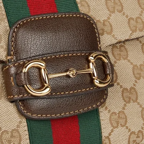 Gucci Horsebit 1955 Small Shoulder Bag / Sand And Dark Brown Gold Hardware