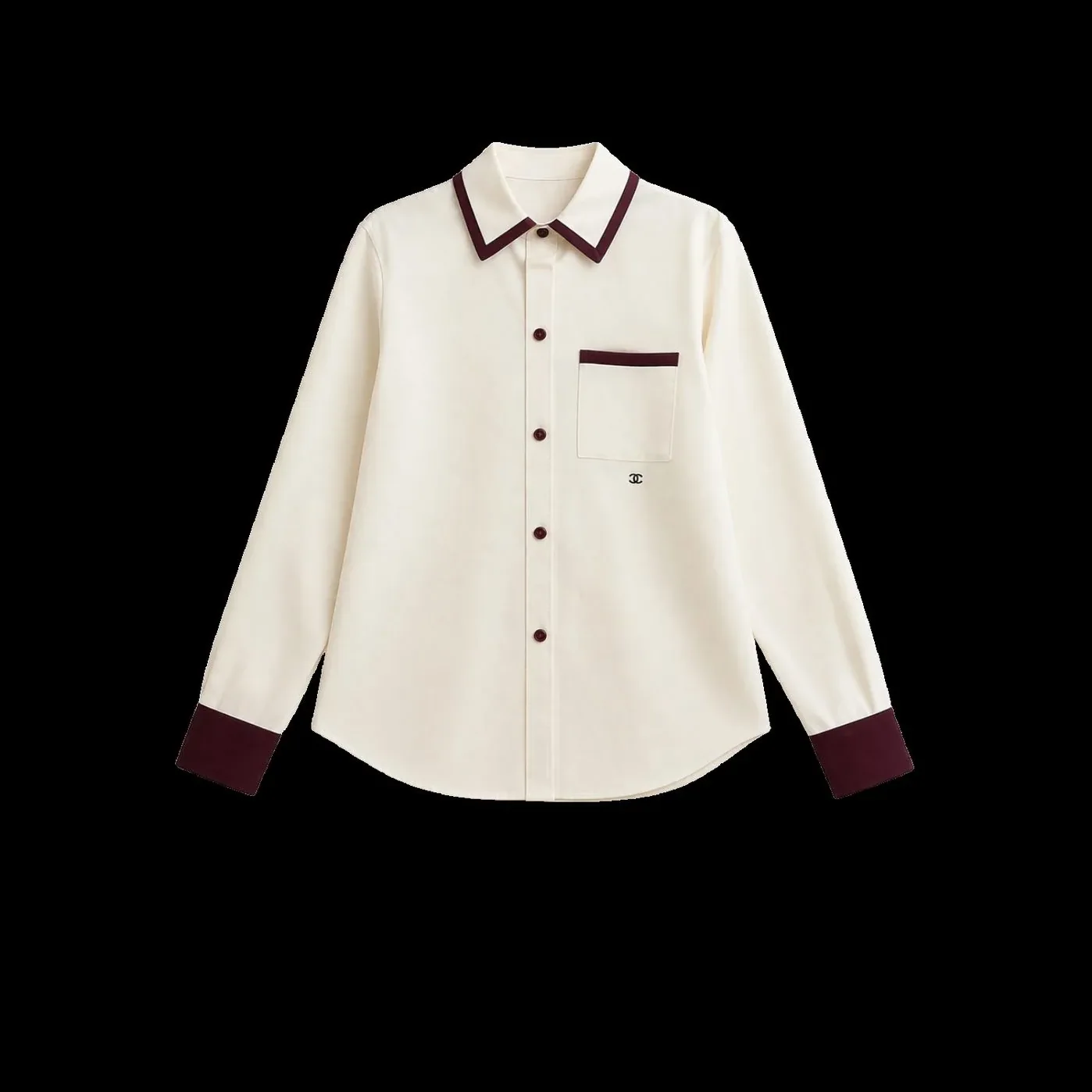 Chanel Button in Down Blouse White