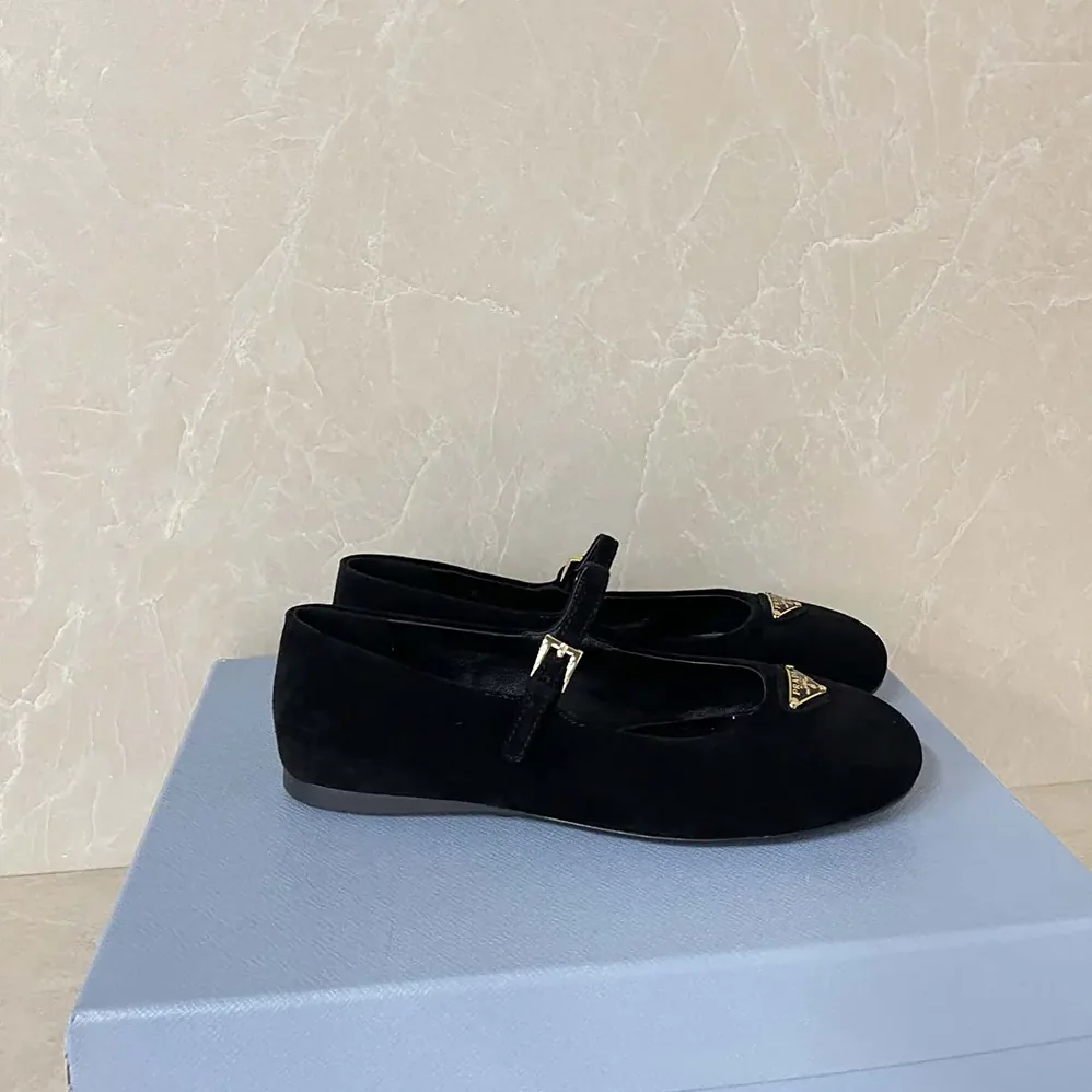 Prada Suede Ballerinas for Women in Black