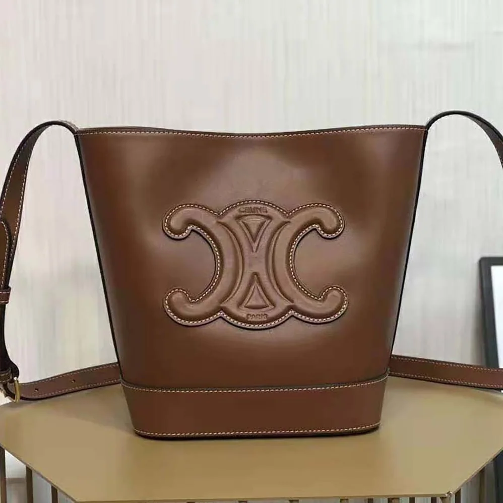 Celine Small Bucket Cuir Triomphe in Smooth Calfskin for Women in Brown